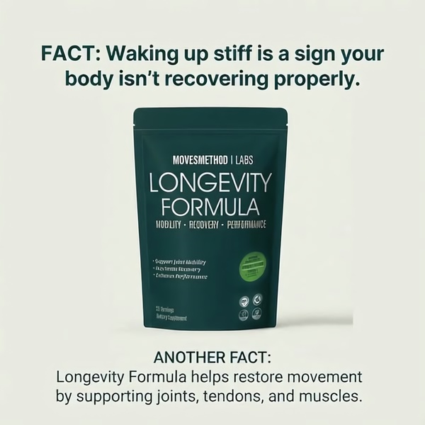A clean, text-heavy advertisement using a two-part factual statement to highlight the benefits of a recovery supplement.